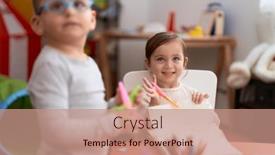  Presentation with paper cutting - Presentation design enhanced with adorable-girl-and-boy-sitting background and a  colored foreground