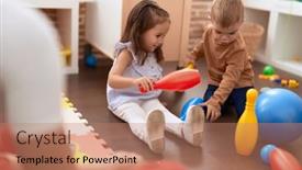  Presentation with bowling - Presentation consisting of adorable-girl-and-boy-sitting background and a coral colored foreground