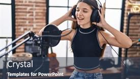  Presentation with music singing - PPT layouts enhanced with adorable-girl-artist-singing-song and a  colored foreground