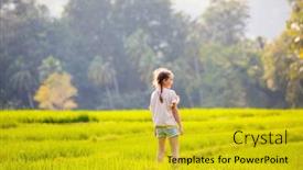  Presentation with rice fields - Presentation design enhanced with adorable-girl-enjoying-beautiful-evening background and a gold colored foreground
