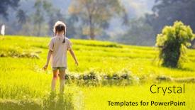  Presentation with rice fields - Presentation consisting of adorable-girl-enjoying-beautiful-evening background and a yellow colored foreground