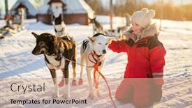  Presentation with dog sled - Audience pleasing PPT theme consisting of adorable-girl-having-a-cuddle backdrop and a coral colored foreground