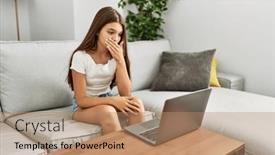  Presentation with language - Presentation theme consisting of adorable-girl-having-video-call background and a coral colored foreground