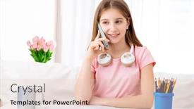  Presentation with free school - Theme with adorable-girl-making-calls background and a lemonade colored foreground