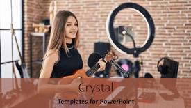  Presentation with ukulele - PPT layouts enhanced with adorable-girl-musician-having-ukulele background and a red colored foreground