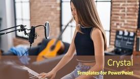  Presentation with piano keyboard - Slide deck enhanced with adorable-girl-musician-singing-song background and a coral colored foreground