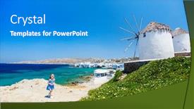  Presentation with white and green - Presentation theme with adorable-girl-near-white-greek background and a teal colored foreground