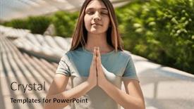  Presentation with park - Presentation featuring adorable-girl-praying-at-park background and a coral colored foreground