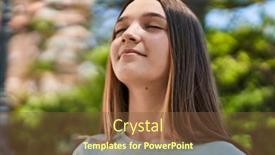  Presentation with breathing - Presentation design with adorable-girl-smiling-confident-breathing background and a tawny brown colored foreground