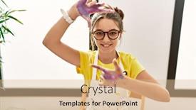  Presentation with confident - PPT theme enhanced with adorable-girl-smiling-confident-showing background and a lemonade colored foreground