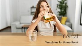  Presentation with confident - PPT theme having adorable-girl-smiling-confident-sitting background and a coral colored foreground