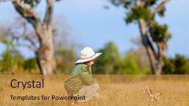  Presentation with safari south africa - Slide set consisting of adorable girl south africa safari running bush giraffe toy background and a gold colored foreground