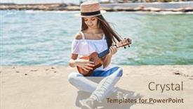  Presentation with ukulele - Theme featuring adorable-girl-tourist-smiling-confident background and a lemonade colored foreground