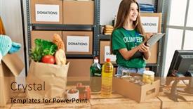  Presentation with volunteer - Presentation theme featuring adorable-girl-wearing-volunteer-uniform background and a yellow colored foreground