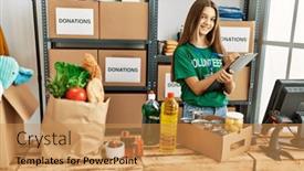  Presentation with charity - Presentation theme having adorable-girl-wearing-volunteer-uniform background and a gold colored foreground
