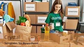  Presentation with charity - Slide deck consisting of adorable-girl-wearing-volunteer-uniform background and a gold colored foreground