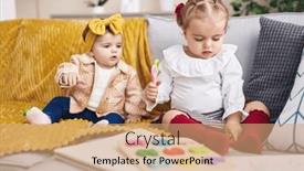  Presentation with maths - Slides enhanced with adorable-girls-playing-with-maths background and a coral colored foreground