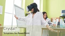  Presentation with virtual laboratory - Slide deck consisting of adorable-girls-scientist-student-using background and a mint green colored foreground