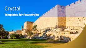  Presentation with pilgrim - Beautiful PPT theme featuring adorable-green-lawn-growing-under backdrop and a cobalt blue colored foreground