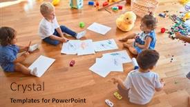  Presentation with toddlers - Theme with adorable-group-of-toddlers-sitting background and a coral colored foreground
