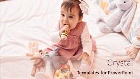  Presentation with baby sitting - Presentation enhanced with adorable-hispanic-baby-bitting-maraca background and a lemonade colored foreground