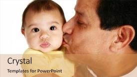  Presentation with familly getting a new born baby - Presentation theme with adorable hispanic baby getting kiss background and a yellow colored foreground