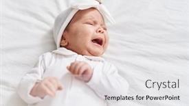 Presentation with baby crying - PPT theme featuring adorable-hispanic-baby-lying background and a white colored foreground