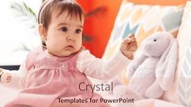  Presentation with baby sitting - Slide set with adorable-hispanic-baby-playing-maraca background and a lemonade colored foreground