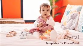  Presentation with baby sitting - Theme featuring adorable-hispanic-baby-playing-maraca background and a lemonade colored foreground