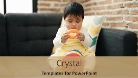  Presentation with baby sitting - Slide set having adorable-hispanic-baby-playing background and a coral colored foreground