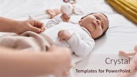  Presentation with baby sitting - Slides consisting of adorable-hispanic-baby-playing background and a coral colored foreground