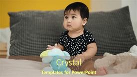 Presentation with baby sitting - Presentation theme enhanced with adorable-hispanic-baby-playing background and a violet colored foreground
