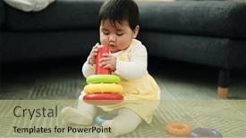  Presentation with baby sitting - Slide set featuring adorable-hispanic-baby-playing background and a mint green colored foreground