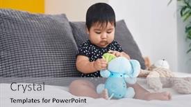  Presentation with baby sitting - Presentation design featuring adorable-hispanic-baby-playing background and a light gray colored foreground