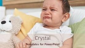  Presentation with baby sitting - PPT layouts featuring adorable-hispanic-baby-sitting background and a coral colored foreground