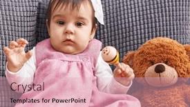  Presentation with baby sitting - Presentation theme featuring adorable-hispanic-baby-sitting background and a lemonade colored foreground