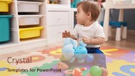  Presentation with baby sitting - PPT layouts consisting of adorable-hispanic-baby-sitting background and a lemonade colored foreground