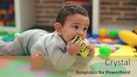  Presentation with tarjeta baby shower - Presentation with adorable-hispanic-baby-sucking-car background and a coral colored foreground