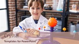  Presentation with planetary - Slide deck enhanced with adorable-hispanic-boy-astronomer-student background and a coral colored foreground