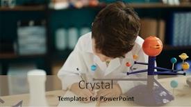  Presentation with planetary - Presentation design featuring adorable-hispanic-boy-astronomer-student background and a coral colored foreground