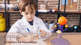  Presentation with planetary - Slide set with adorable-hispanic-boy-astronomer-student background and a soft green colored foreground