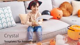 Presentation with sword - Presentation theme having adorable-hispanic-boy-having-halloween background and a coral colored foreground