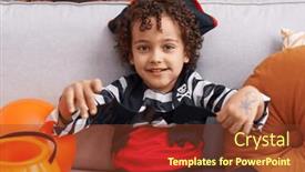  Presentation with halloween bat - Slide set featuring adorable-hispanic-boy-having-halloween background and a tawny brown colored foreground