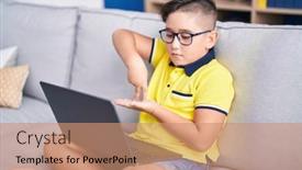  Presentation with sign language - PPT theme enhanced with adorable-hispanic-boy-having-video background and a coral colored foreground