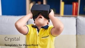  Presentation with video game - PPT theme consisting of adorable-hispanic-boy-playing-video background and a yellow colored foreground