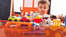  Presentation with truck - PPT theme enhanced with adorable-hispanic-boy-playing background and a red colored foreground