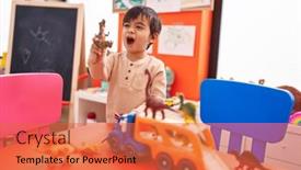  Presentation with cars - PPT theme having adorable-hispanic-boy-playing background and a red colored foreground