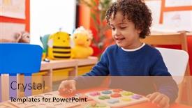  Presentation with maths - Presentation design consisting of adorable-hispanic-boy-playing background and a coral colored foreground