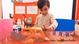  Presentation with cars - Presentation enhanced with adorable-hispanic-boy-playing background and a coral colored foreground