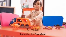  Presentation with cars - Presentation design consisting of adorable-hispanic-boy-playing background and a coral colored foreground